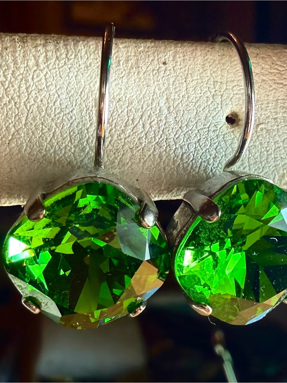 Green Swarovski Crystal Drop Earrings - Women Jewelry